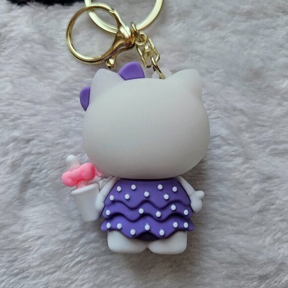 New Hello Kitty Keychain/Bag Charm in Purple Dress and White Polkadots - Picture 3 of 5